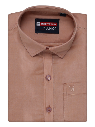 Boys Art Silk Dark Copper Color Shirt by Minister White