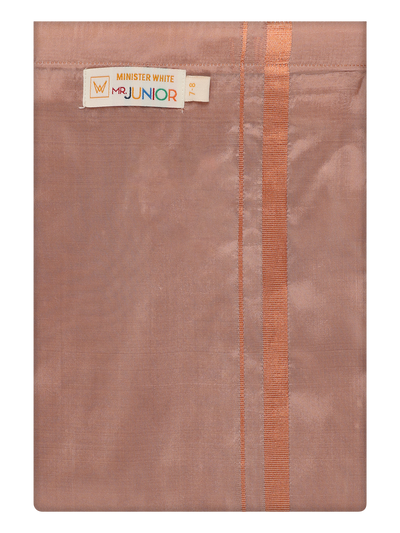 Boys Art Silk Dark Copper Color Dhoti by Minister White