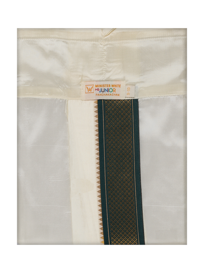Boys Art Silk Cream Panchakacham by Minister White