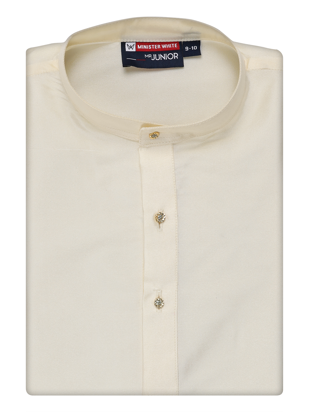 Boys Art Silk Cream Kurta by Minister White
