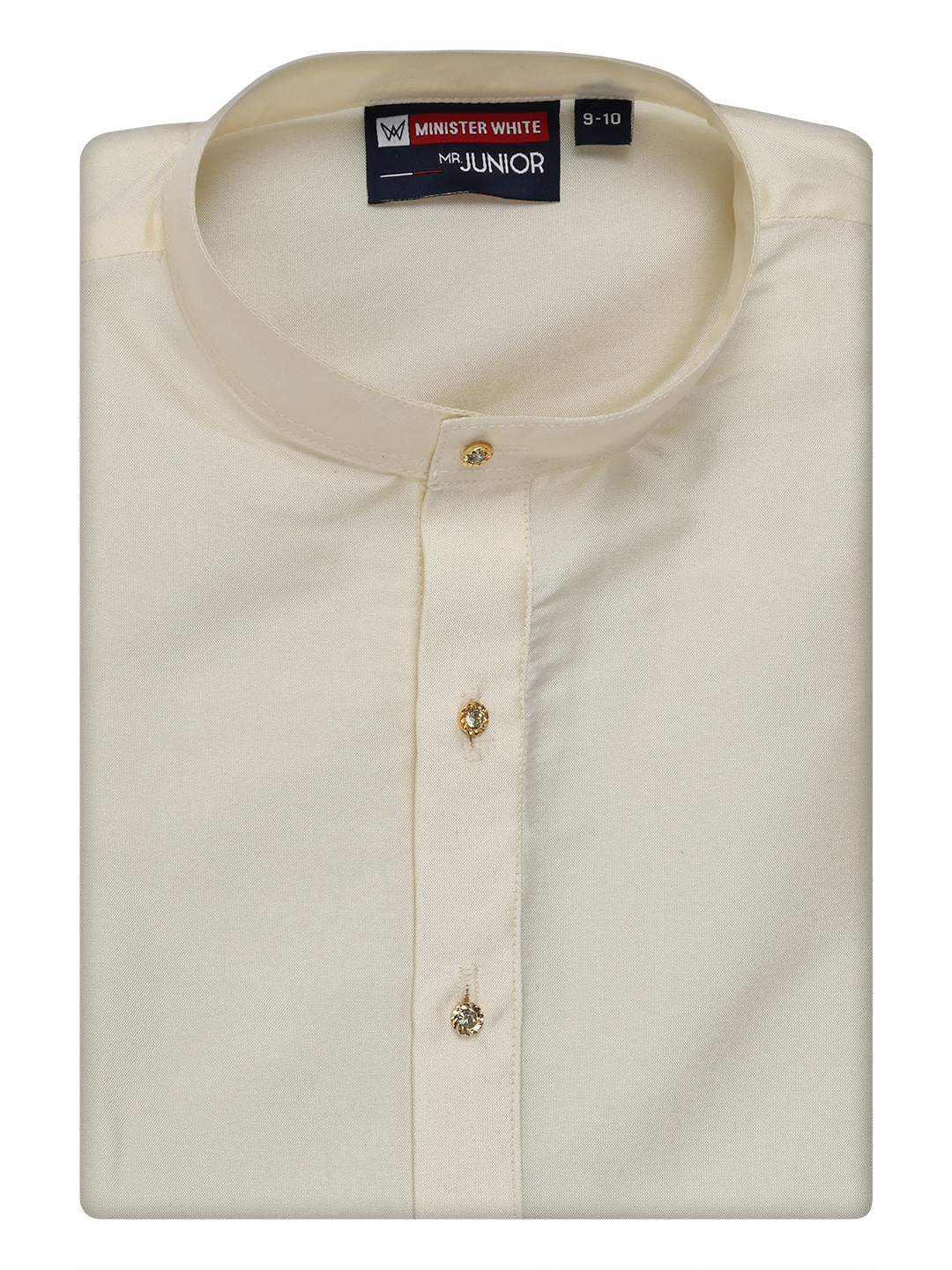 Boys Art Silk Cream Kurta by Minister White
