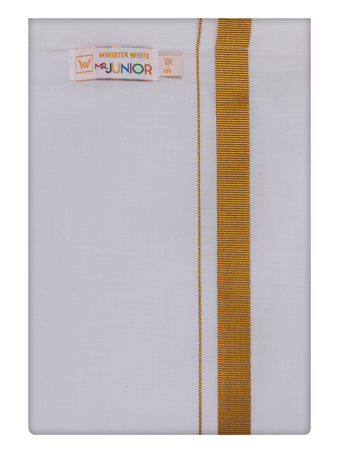 Boys Cotton White Adjustable Dhoti with Gold Jari Border Rich Look by Minister White