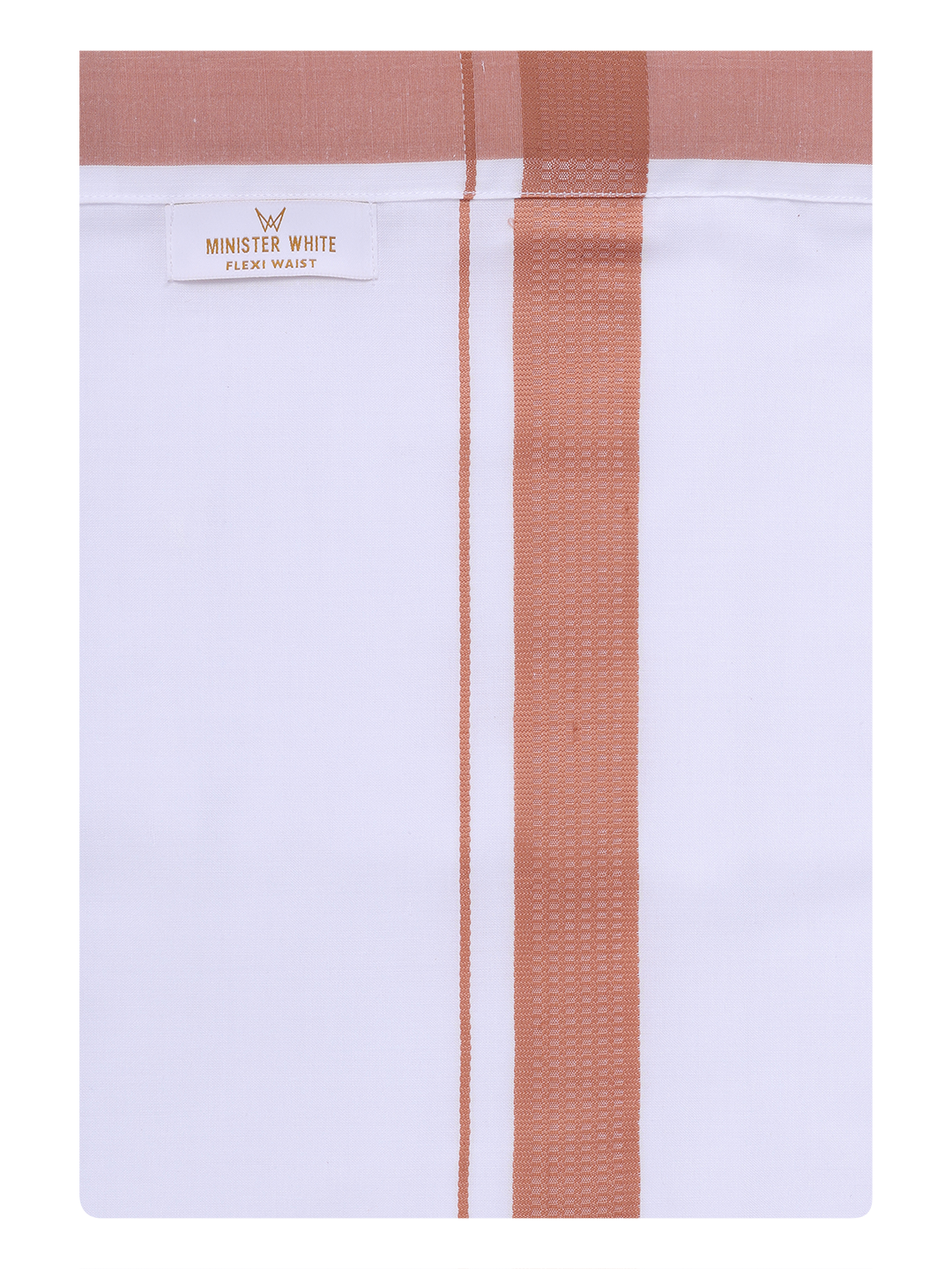 Mens Cotton Flexi Dhoti with Brown Color Border by Minister White