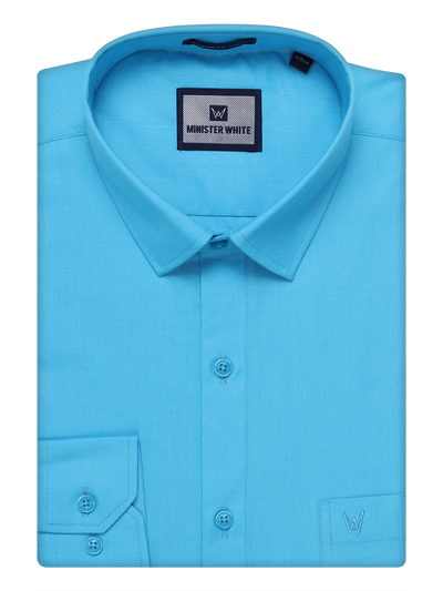 Mens Cotton Sky Blue Color Shirt by Minister White