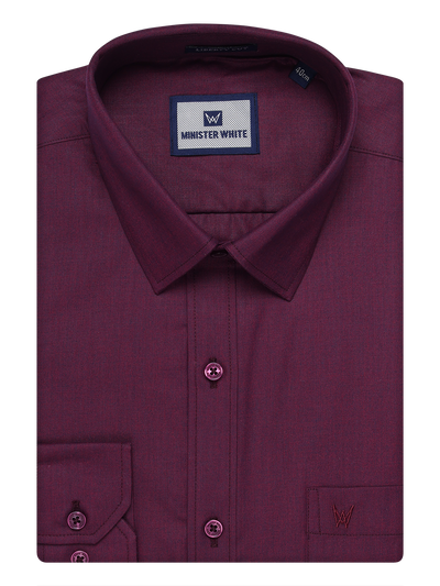 Mens Cotton Dark Wine Color Shirt by Minister White