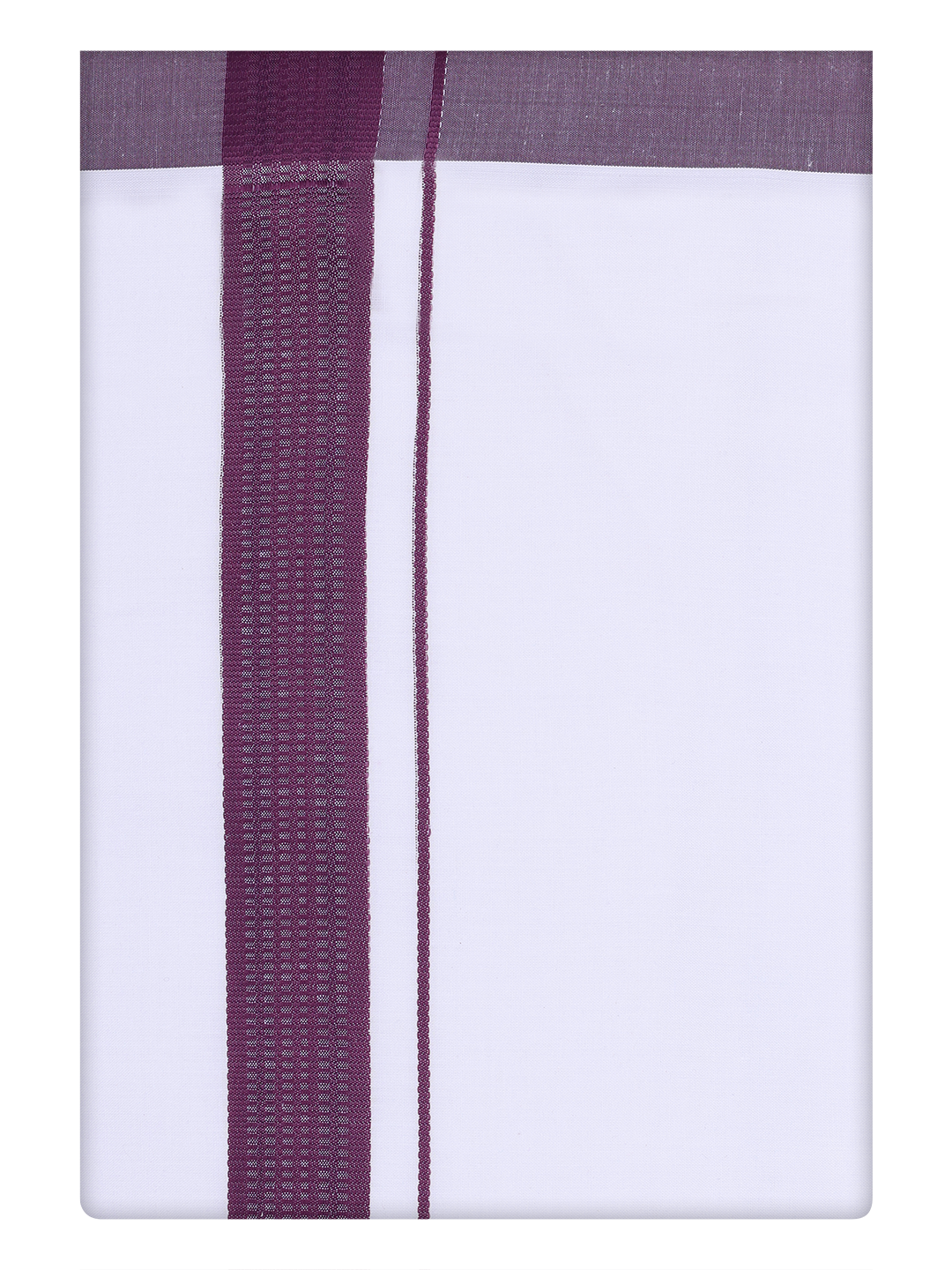 Mens White Cotton Dhoti with Dark Wine Color Border by Minister White