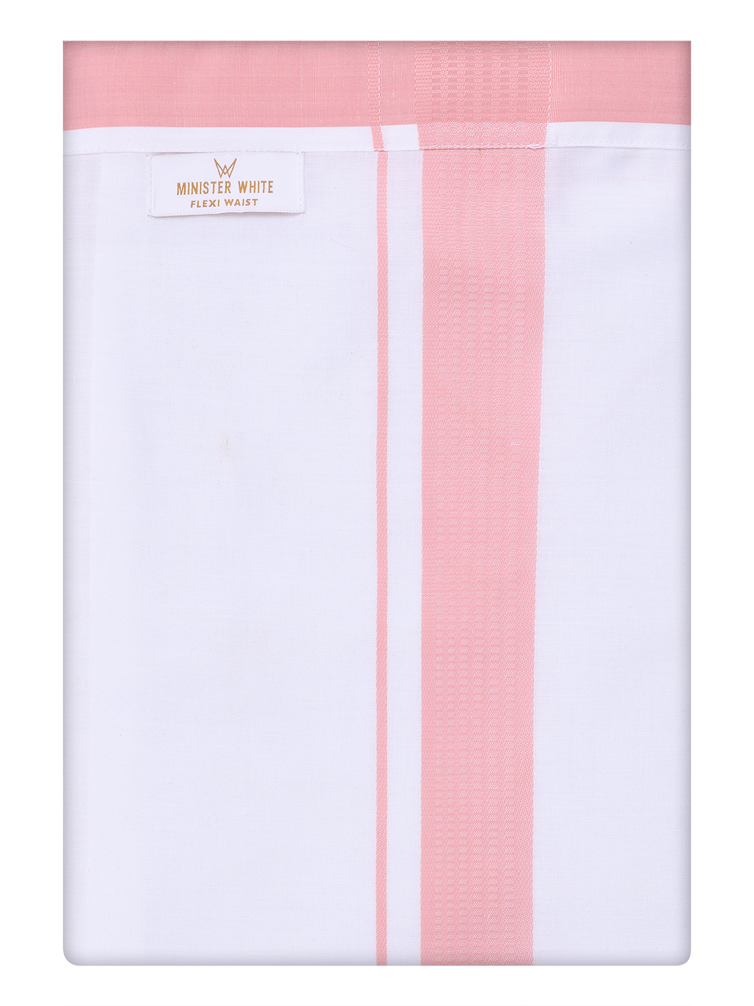Mens Cotton Flexi Dhoti with Light Pink Color Border by Minister White