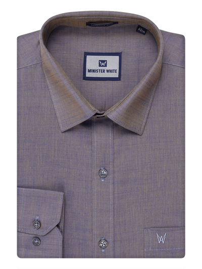Men's Cotton Ash Grey Color Shirt by Minister White