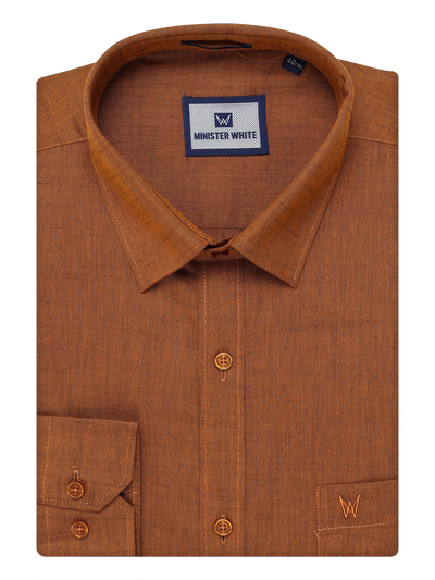 Mens Cotton Light Brown Color Shirt by Minister White