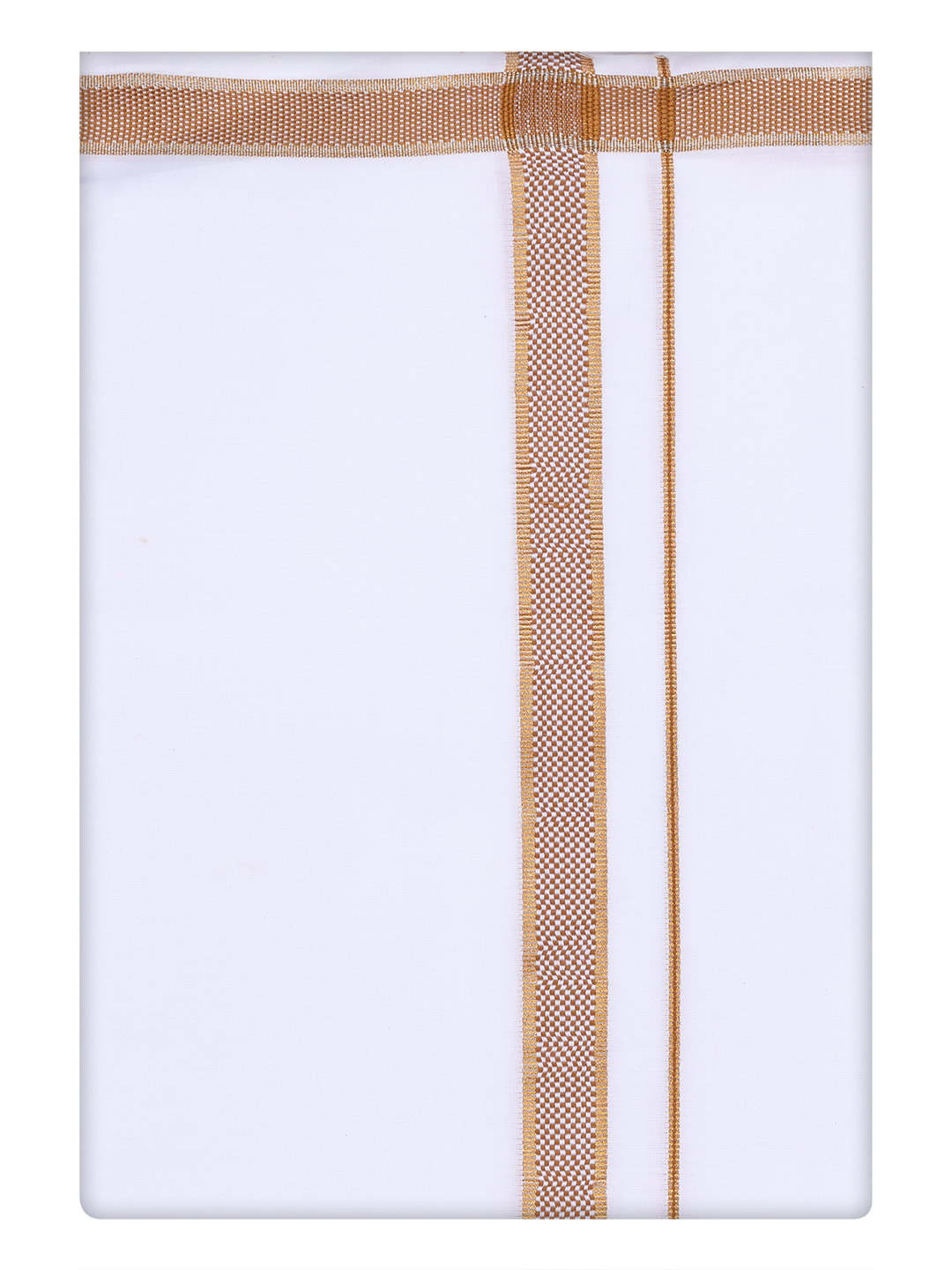 Mens Cotton White Dhoti with Light Brown Color Border Dhoti by Minister White