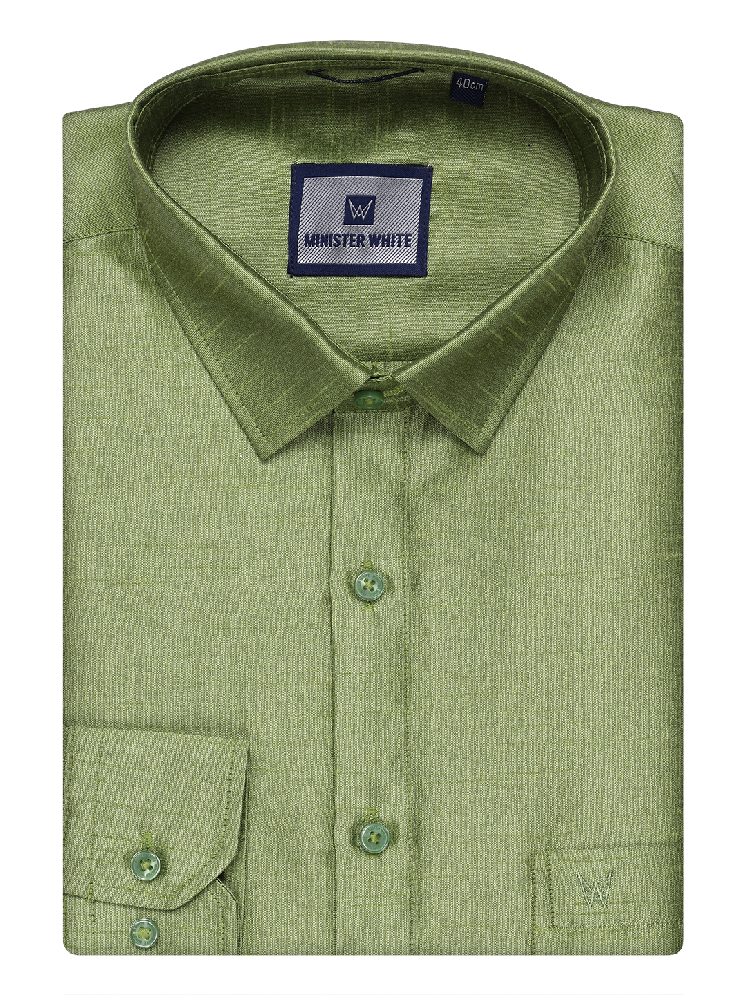 Mens Green Dupion Satin Color Shirt by Minister White