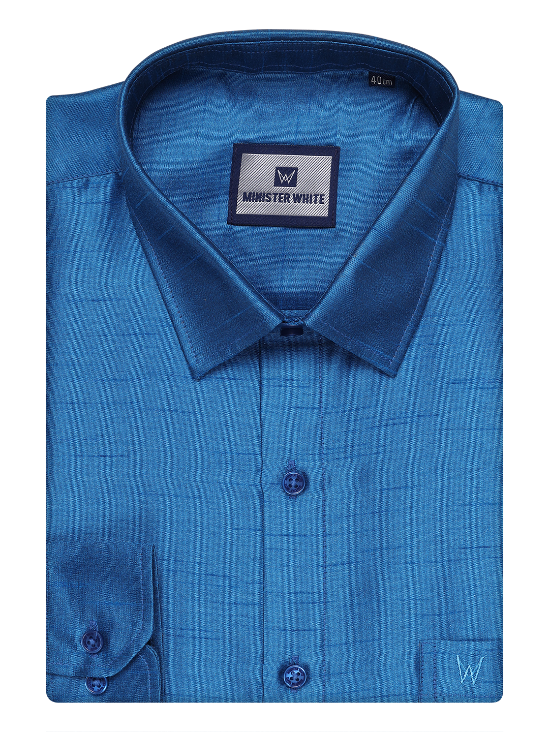 Mens Ramar Blue Dupion Satin Color Shirt by Minister White