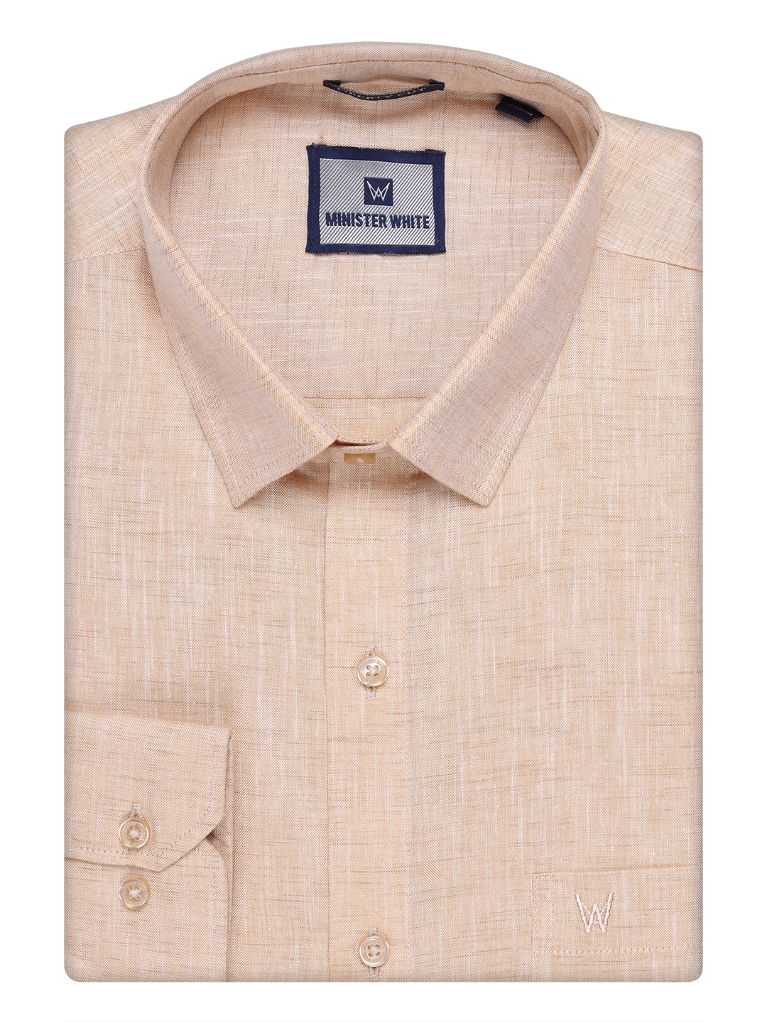 Mens Cotton Light Sandal Colour Shirt by Minister White