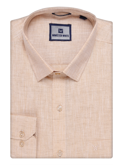 Mens Cotton Light Sandal Colour Shirt by Minister White
