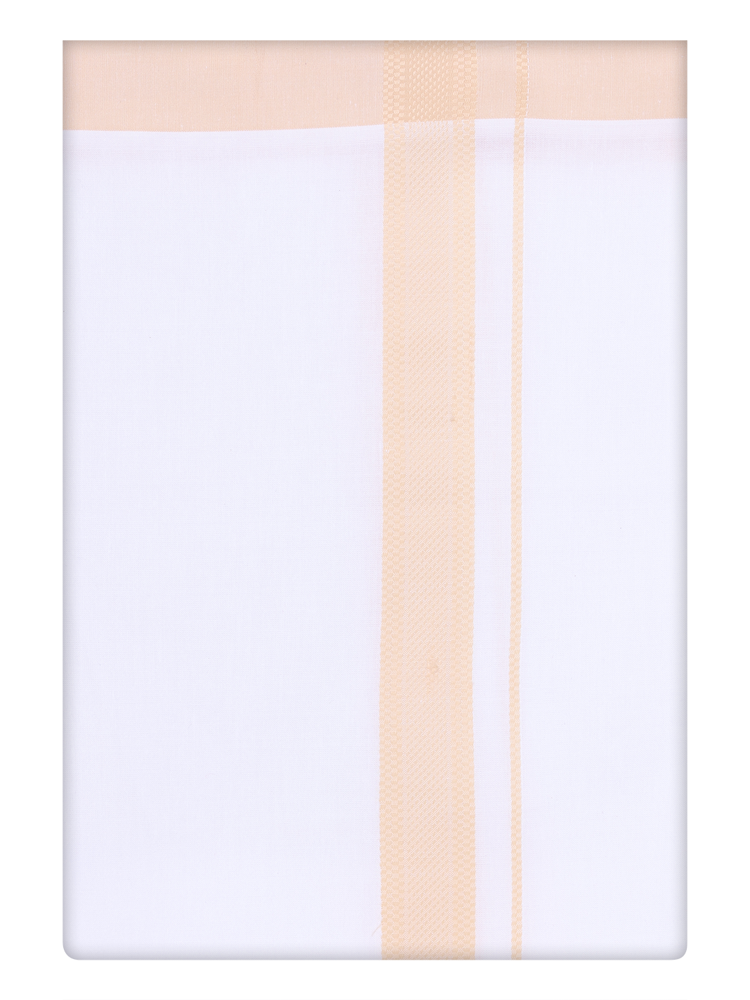 Mens Cotton White Dhoti with Light Sandal Colour Border by Minister White