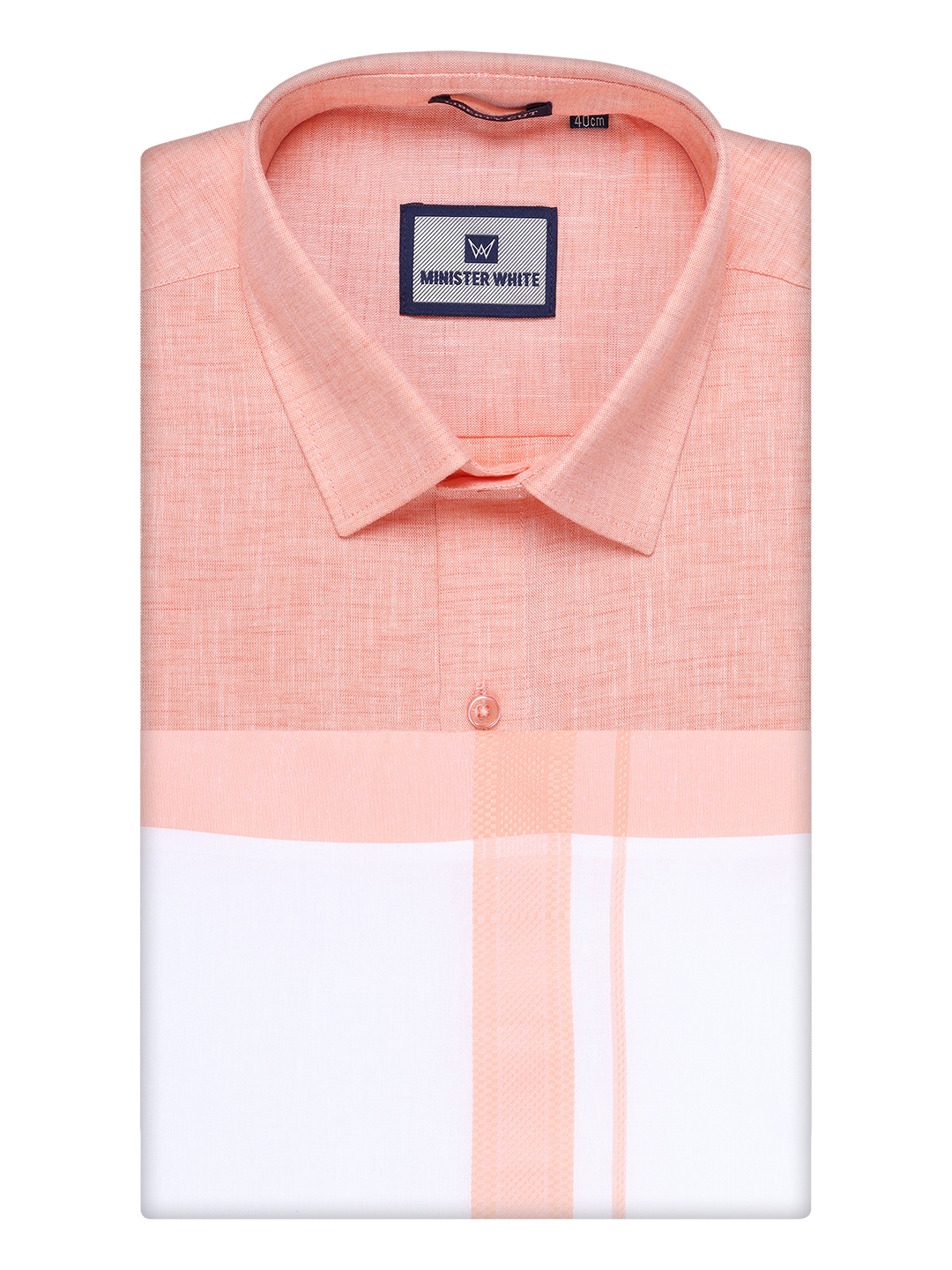 Mens Light Pink Colour Shirt with Matching Fancy Border Dhoti Combo Lemax by Minister White