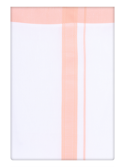 Mens Cotton White Dhoti with Light Pink Border By minister White