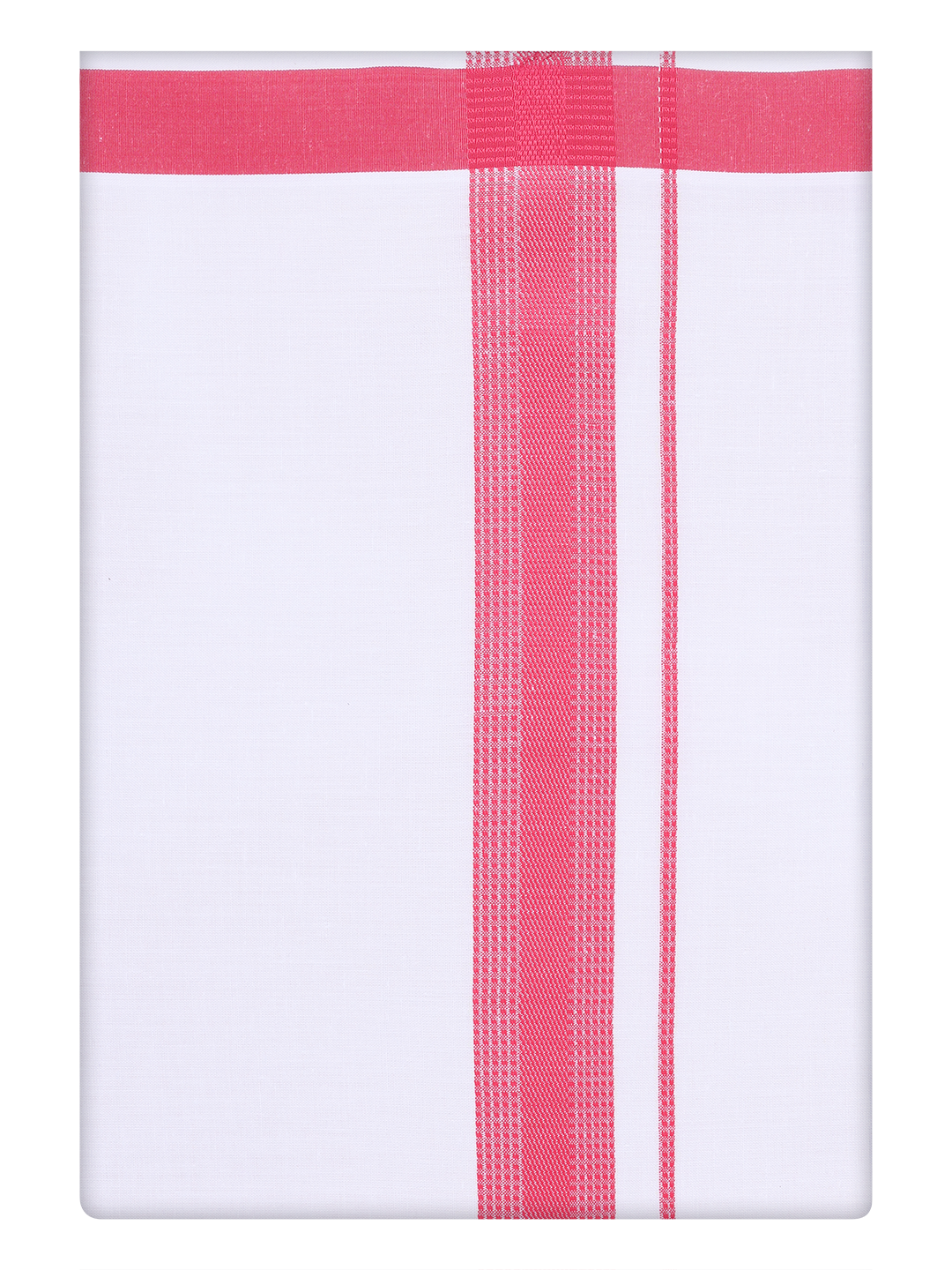 Mens Cotton White Dhoti with Red Border