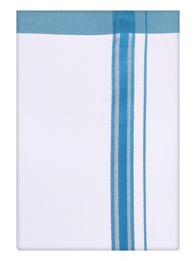 Mens Cotton White Dhoti with Green Border Dhoti