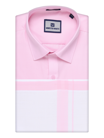 Mens Cotton Pink Matching Shirt and Dhoti Combo Luster