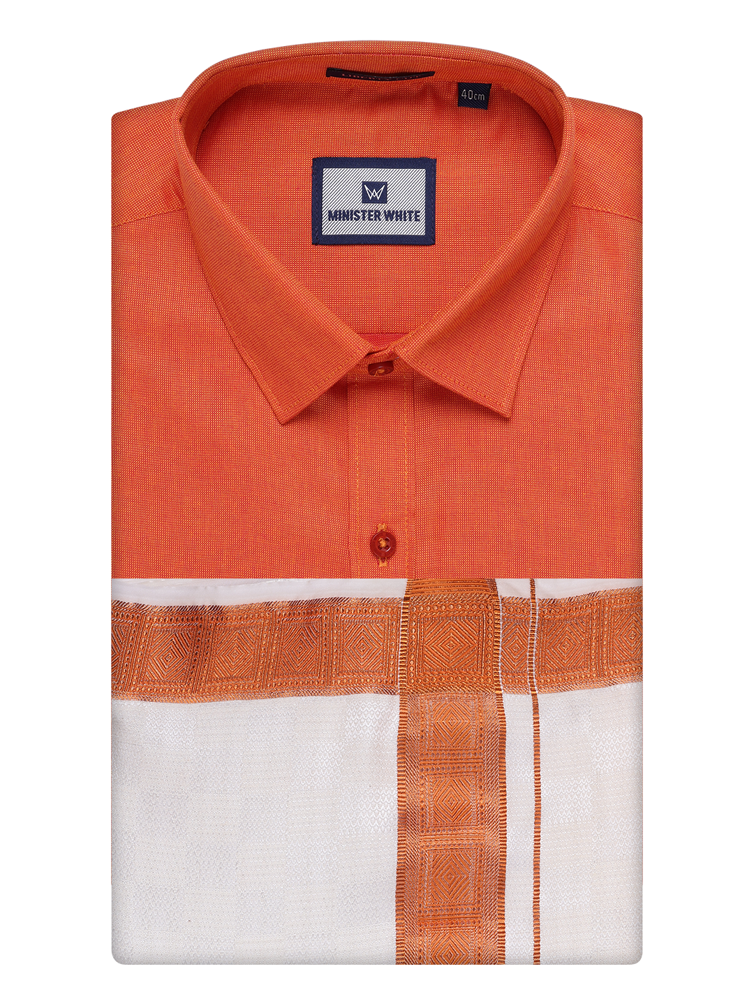 Men's Cotton Brick Shirt and Airtex Matching Border Dhoti Combo Nector