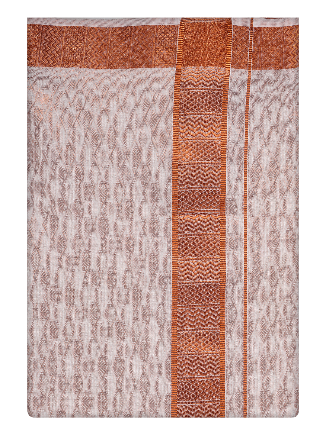 Mens Copper Tissue Jacquard Dhoti by Minister White