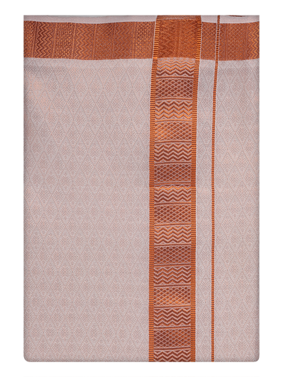 Mens Copper Tissue Jacquard Dhoti by Minister White