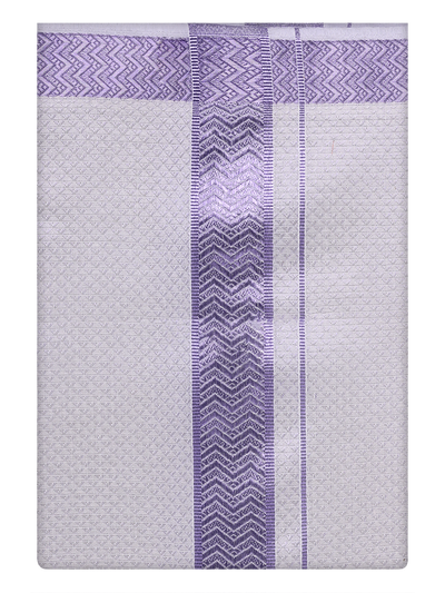 Mens Lavender Tissue Jacquard Dhoti by Minister White