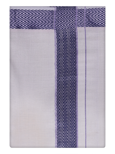 Mens Tissue Lavender Color Jacquard Border Dhoti by Minister White