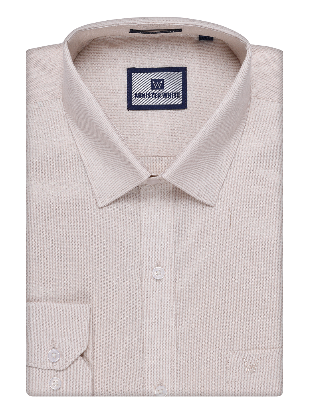 Men's Beige Tissue Stripe Shirt By Minister White