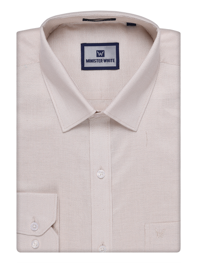 Men's Beige Tissue Stripe Shirt By Minister White