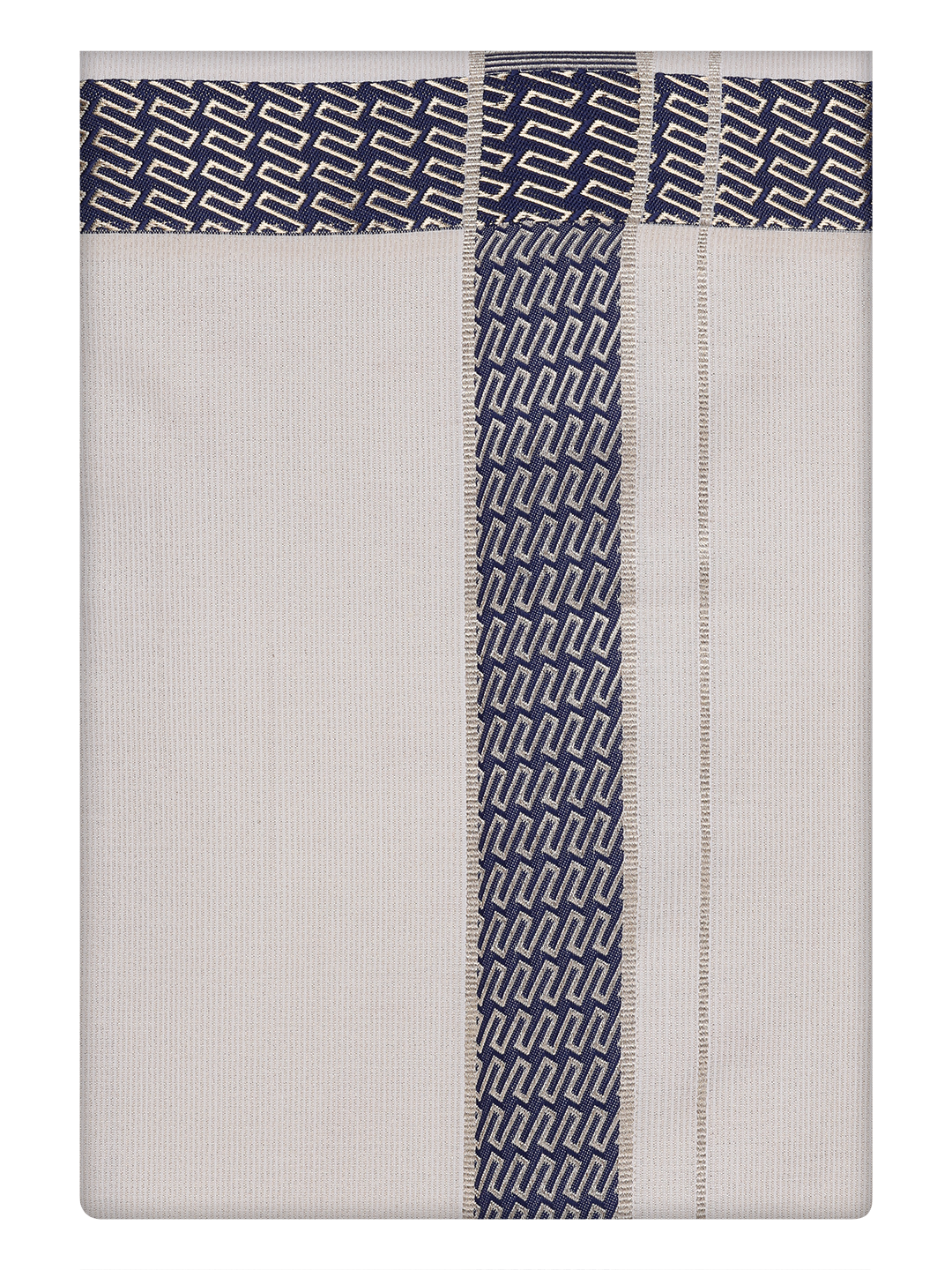 Men's Beige Tissue Stripe Dhoti with Jacquard Border by Minister White