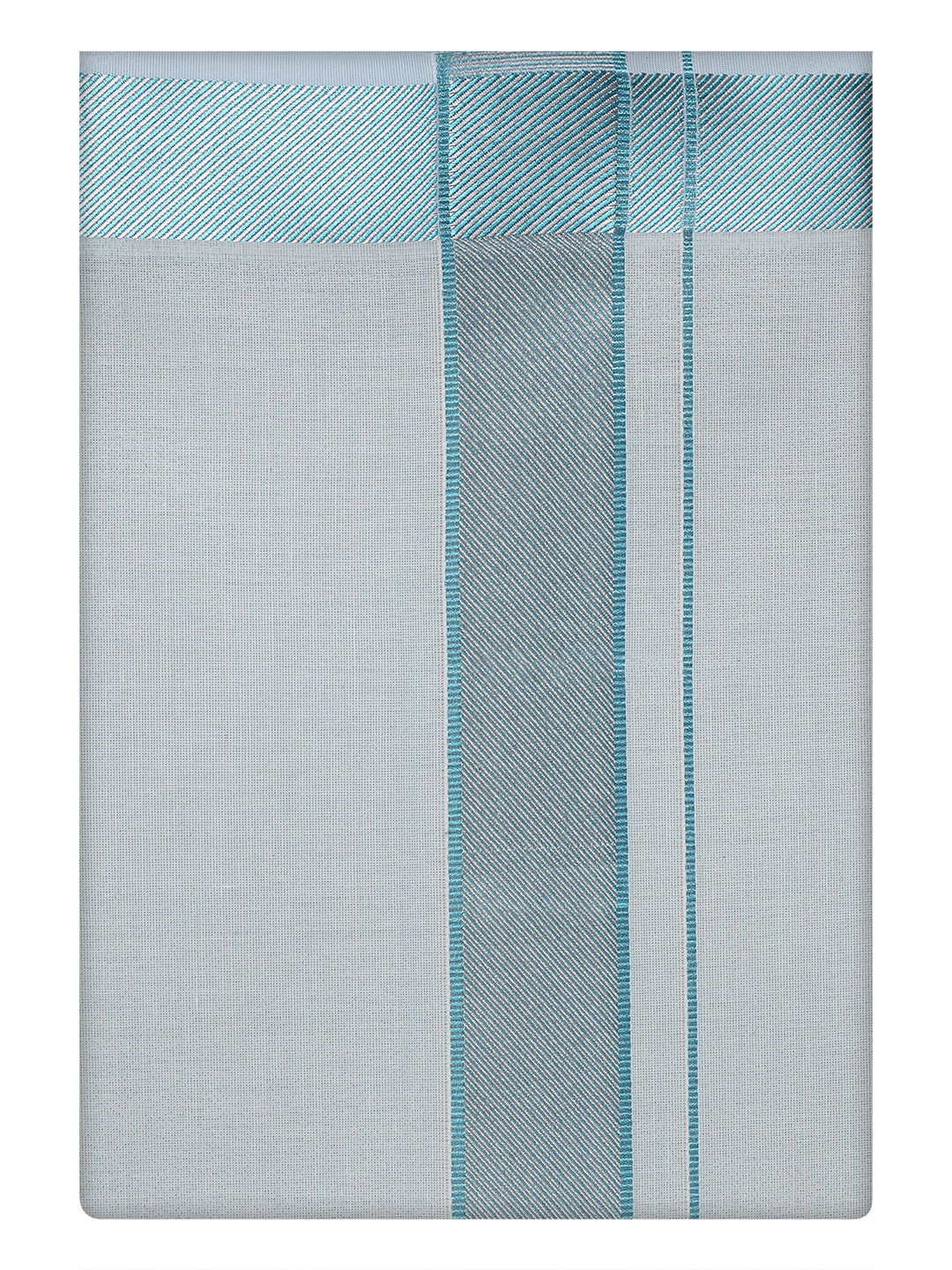 Mens Tissue Mint Blue Dhoti with Intricate Jacquard Border by Minister White