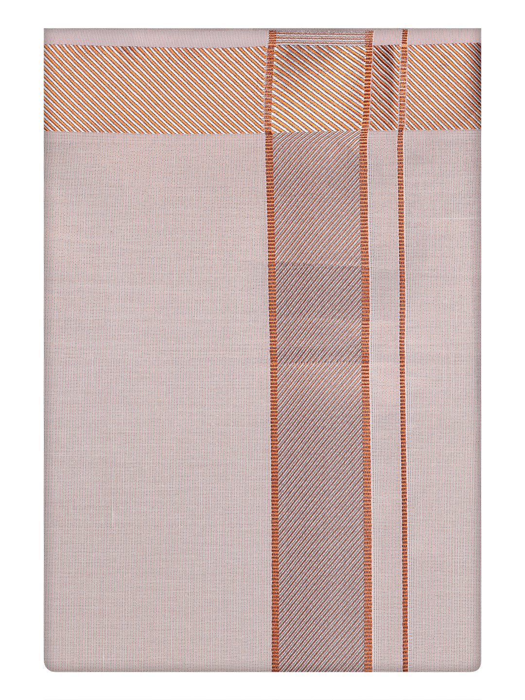 Mens Tissue Copper Color Intricate Jacquard Border Dhoti by Minister White
