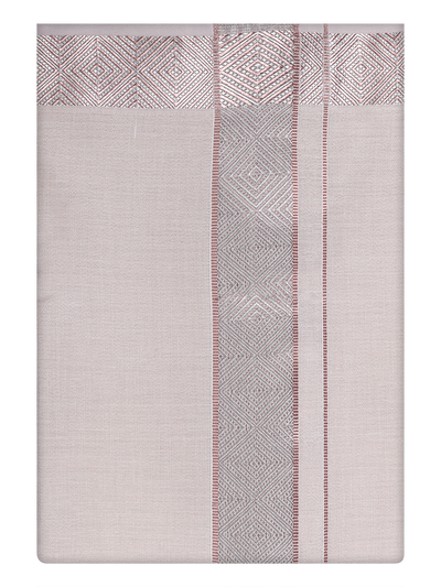 Mens Tissue Almond Dhoti with Intricate Jacquard Border by Minister White