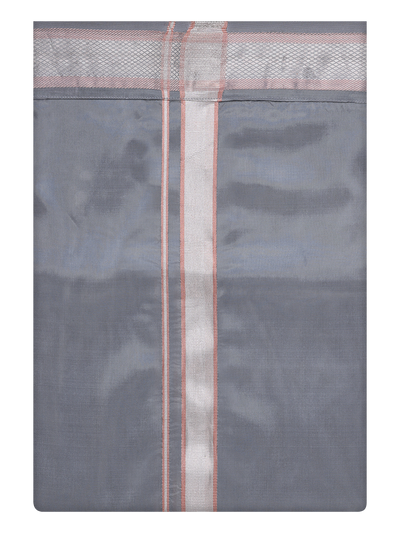 Men's Art Silk Silver Jari Border Dhoti Finesse 