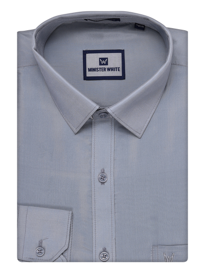 Men's Art Silk Steel Grey Full Sleeves Shirt Finesse 