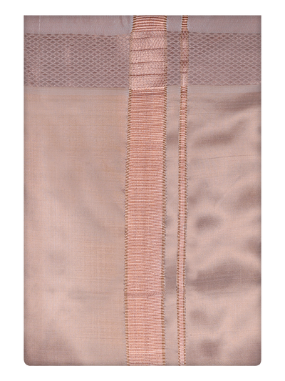 Mens Art Silk Light Copper Dhoti with Jari Border By Minister White