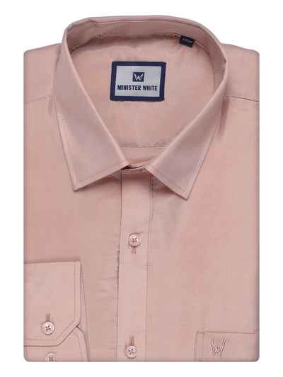 Mens Art Silk Light Copper Full Sleeves Shirt by Minister White