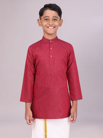 Boys Cotton Maroon Full Sleeves Kurta