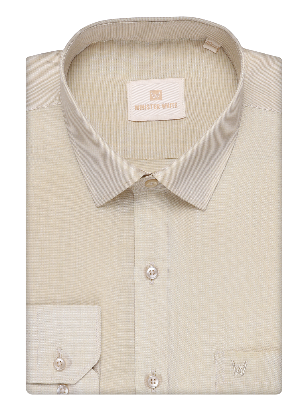 Mens Art Silk Fawn Gold Full Sleeves Shirt by Minister White