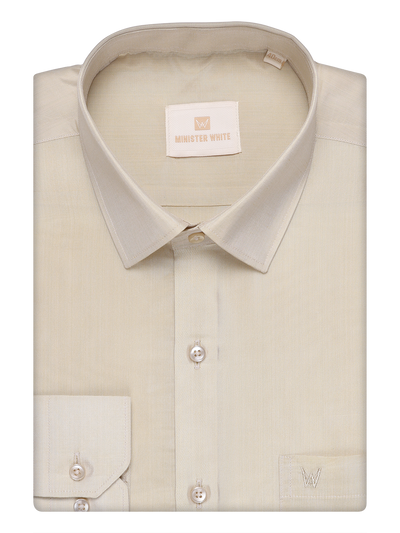 Mens Art Silk Fawn Gold Full Sleeves Shirt by Minister White