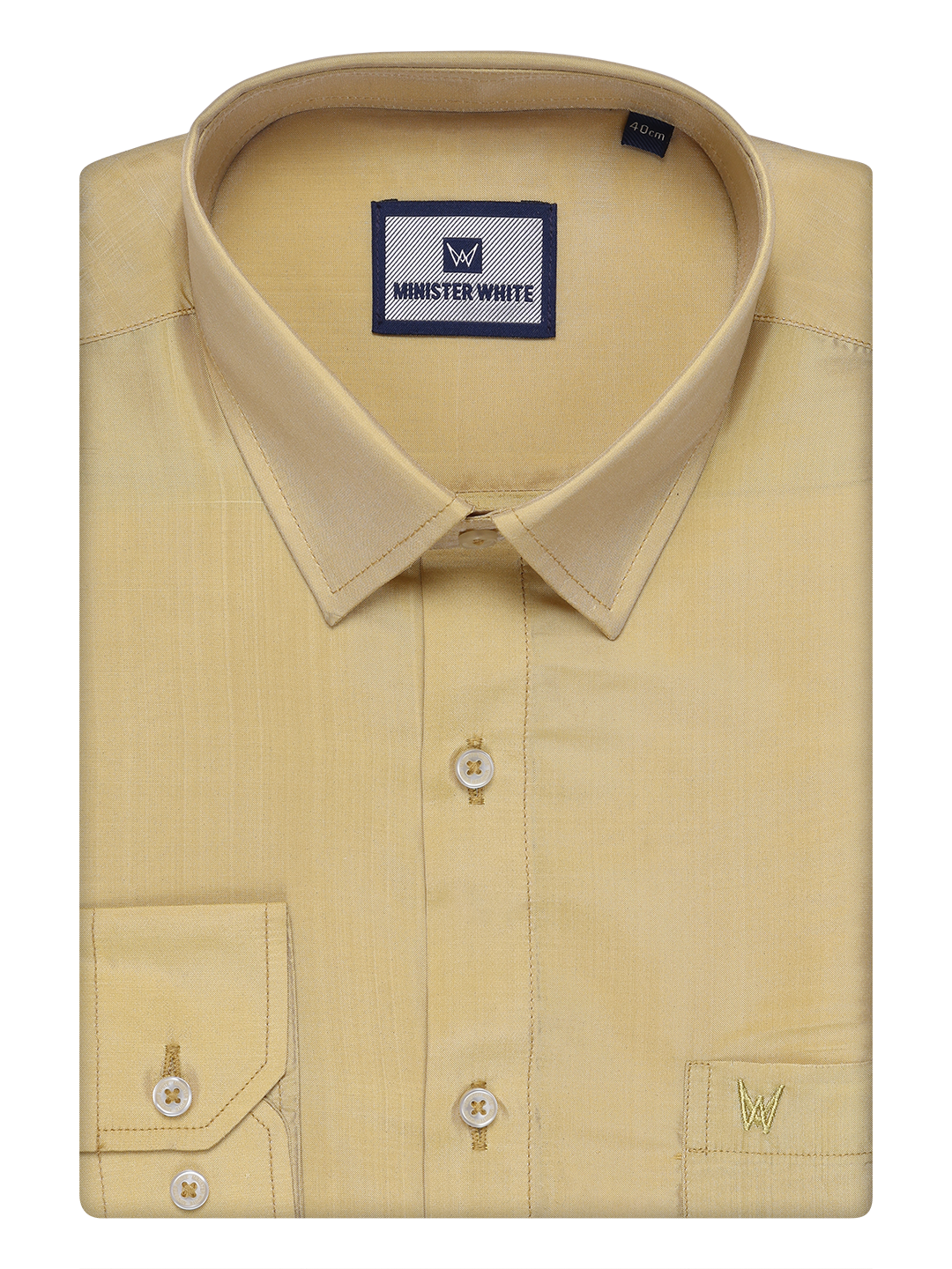 Mens Art Silk Mango Gold Full Sleeves Shirt by Minister White