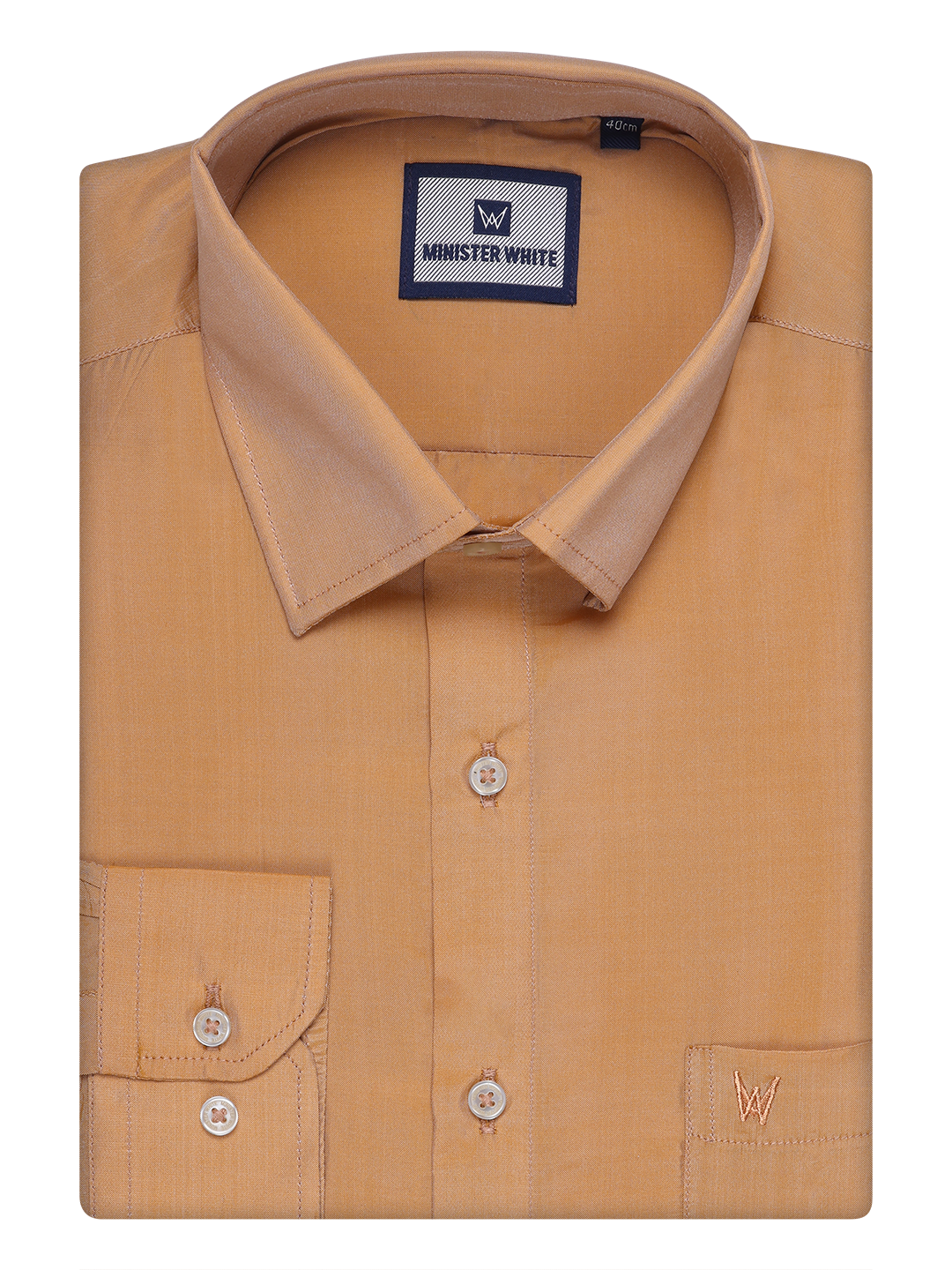 Mens Art Silk Dark Gold Color Full Sleeves Shirt by Minister White