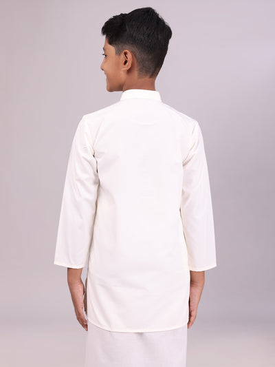 Boys Cotton Cream Full Sleeves Kurta Hilarious Boy
