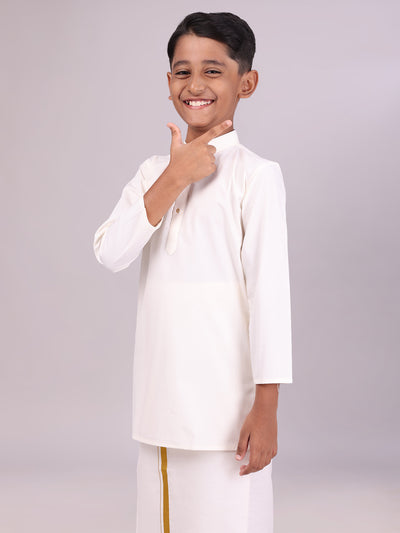 Boys Cotton Cream Full Sleeves Kurta Hilarious Boy