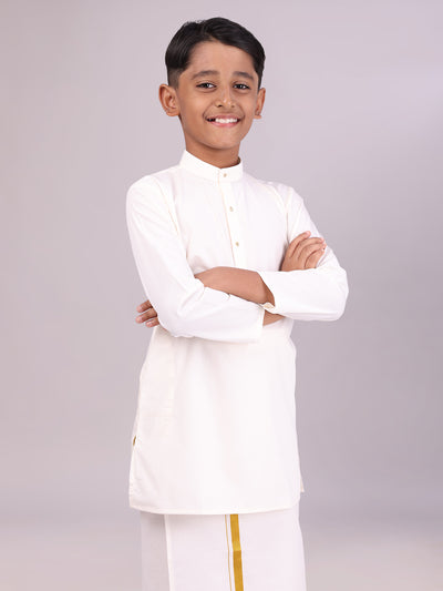 Boys Cotton Cream Full Sleeves Kurta Hilarious Boy