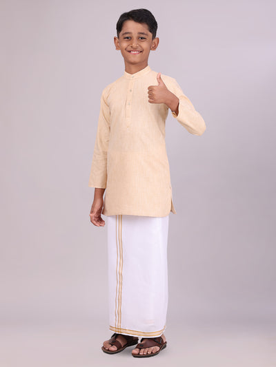 Light Sandal Kids Kurta Dhoti Set Combo
