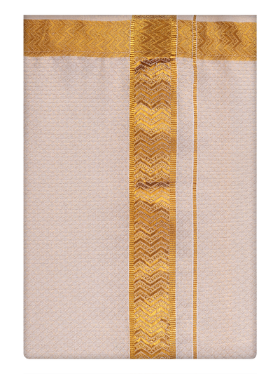 Mens Gold Tissue Jacquard Dhoti by Minister White