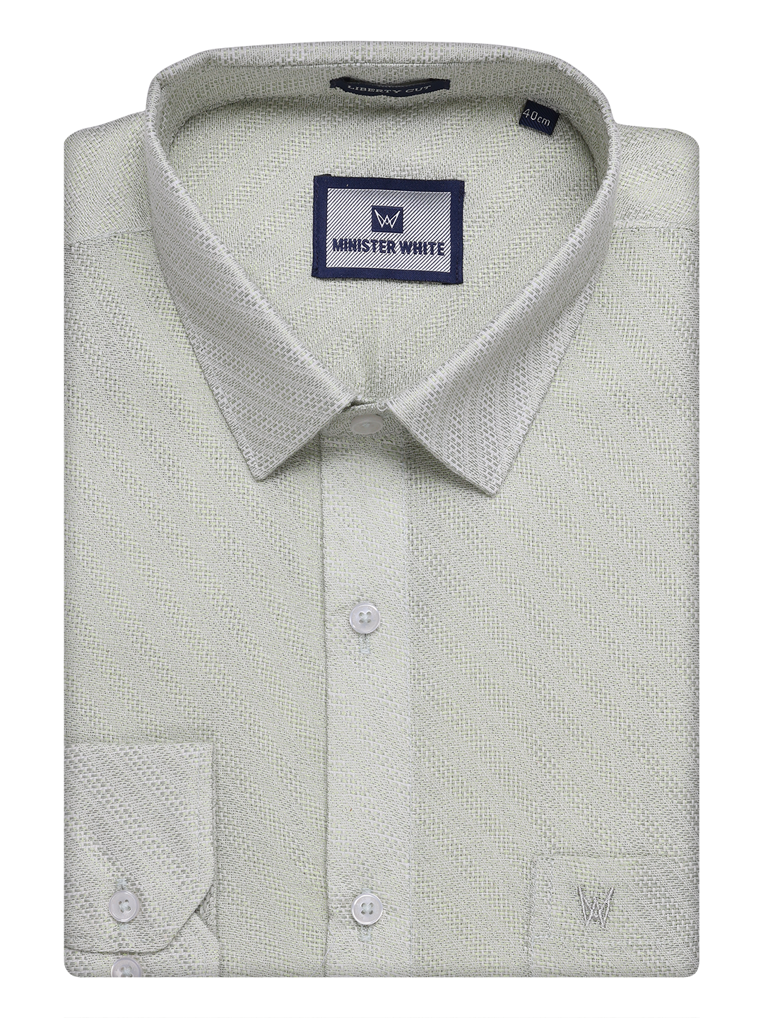 Mens Leaf Green Tissue Jacquard Shirt by Minister White